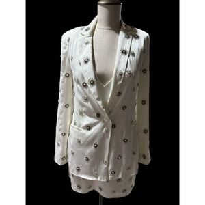NWT-Ramy Brook Willa Embellished Single Breast Jacket Size 0 White
